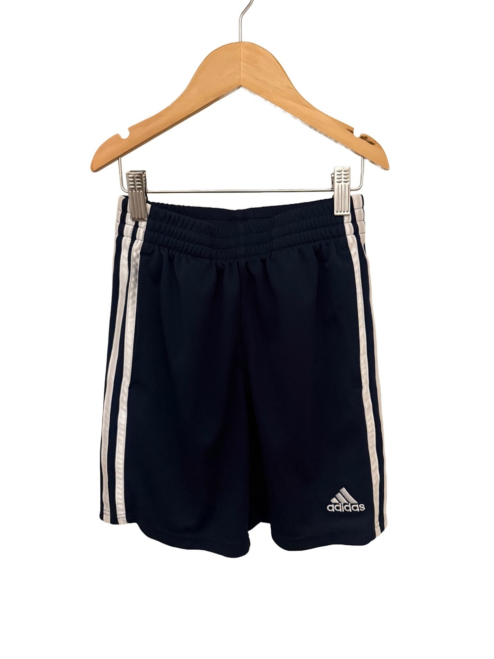 adidas Youth Navy Shorts with White Side Stripes